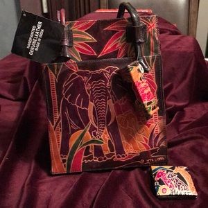 Print Gallery Hand Painted Genuine Leather Purse